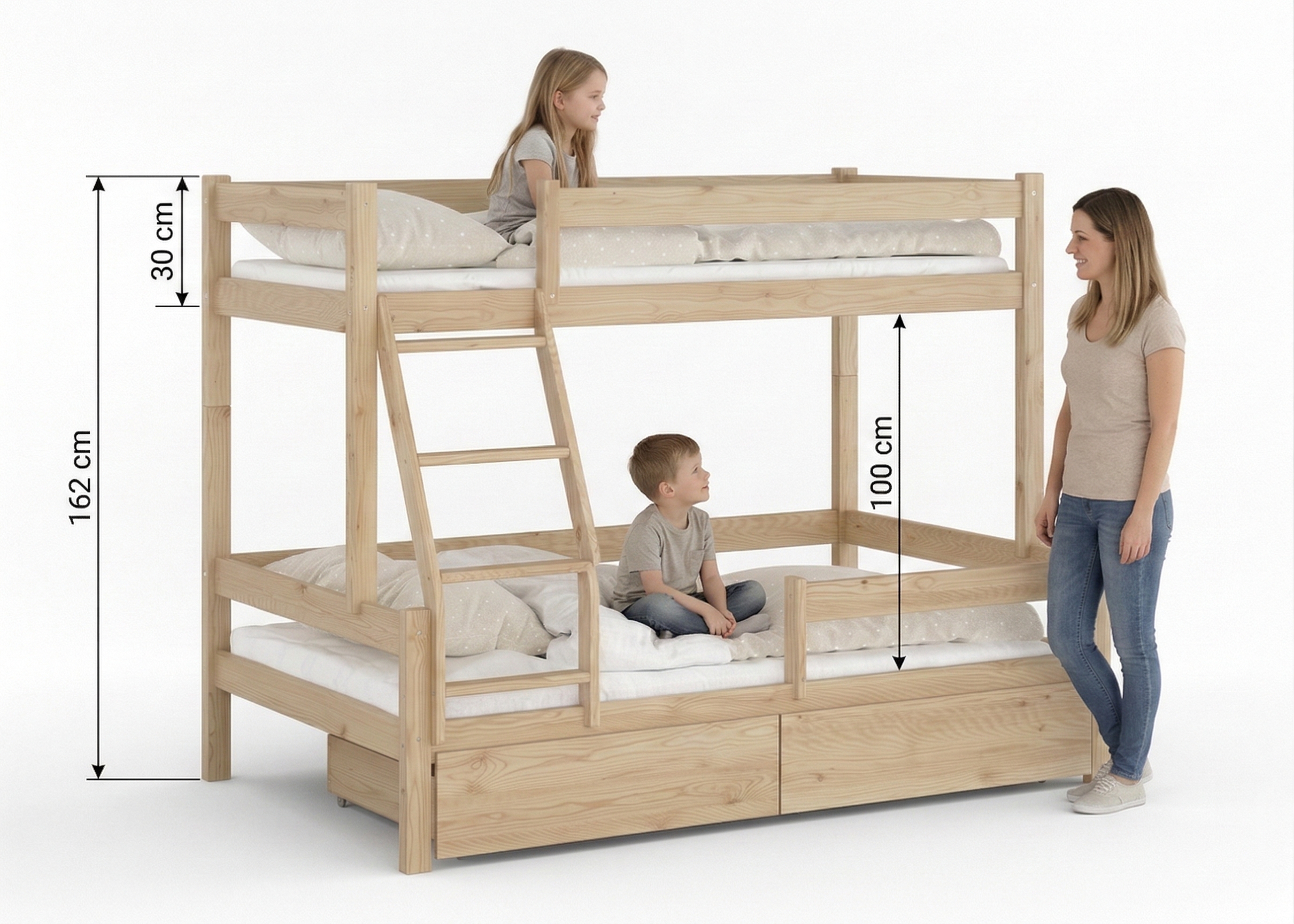 Rysunek techniczny łóżka z wymiarami