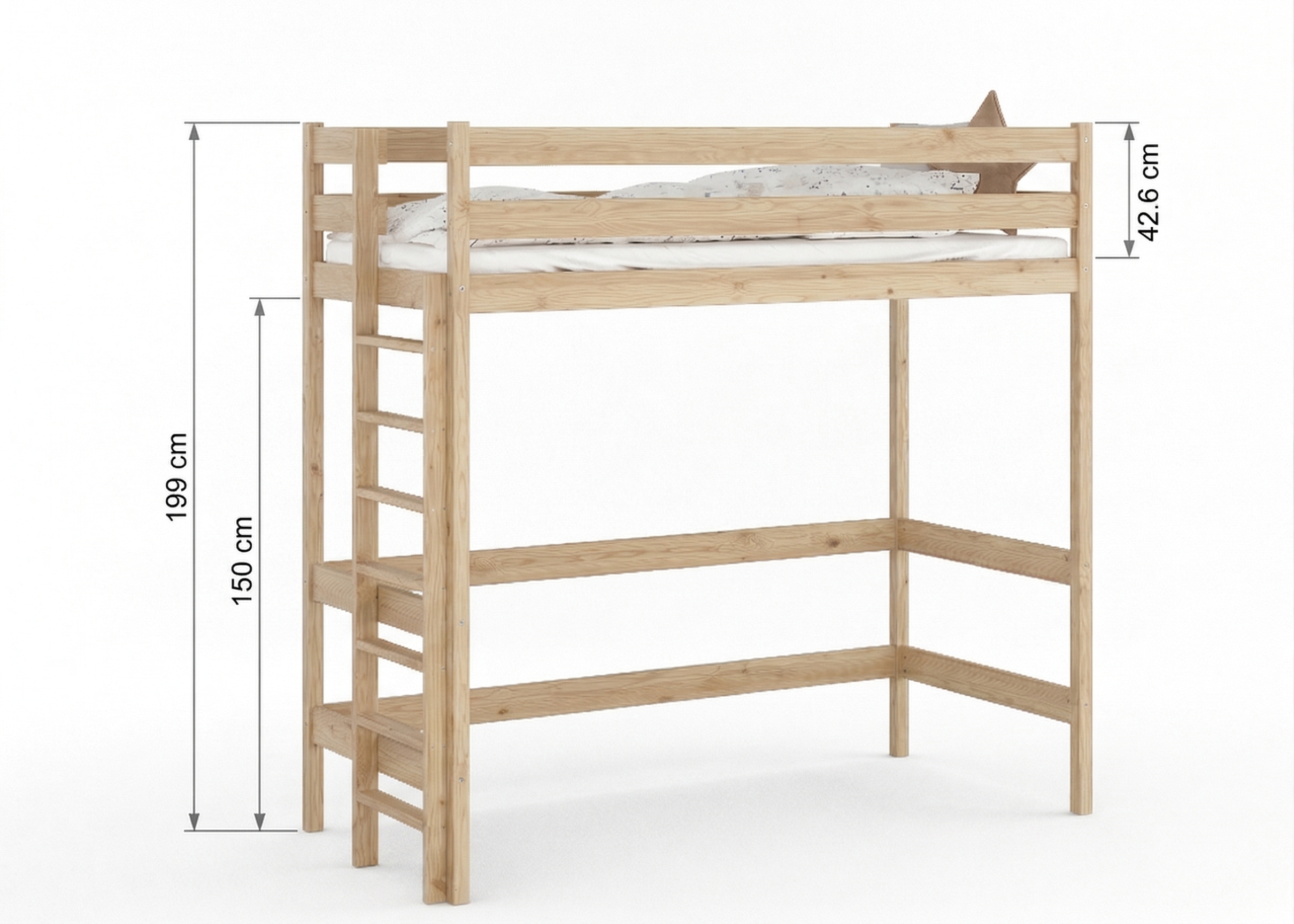 Rysunek techniczny łóżka z wymiarami